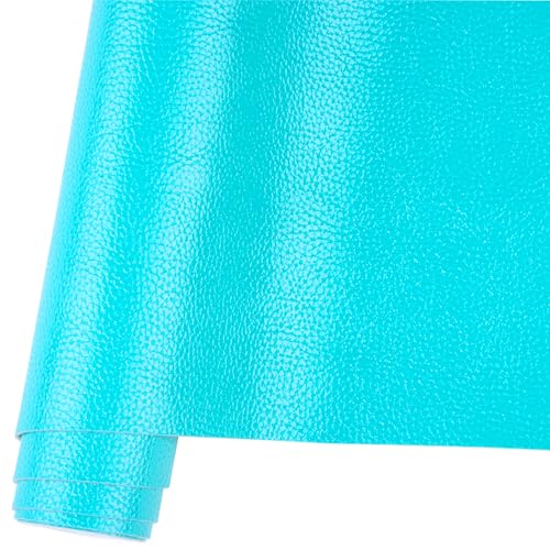 Ramya Faux Leather Sheets Roll 12" X 53"(30cm X 135cm) Upholstery Faux Leather Suitable for Handmade DIY, Earrings, Hair Clips, Sewing Crafts Projects (Lake Blue) - color: Lake Blue