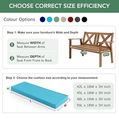 Summsun Outdoor Bench Cushion Pad, 42 x 18 x 3 Inch, Teal - color: Teal, size: 42x18x3 Inch