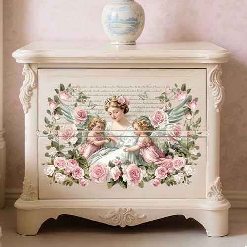 Peacoblue Aristocrat Flowers Rub On Transfers for Furniture 6"x12" - style: Retro Aristocrat with Flowers