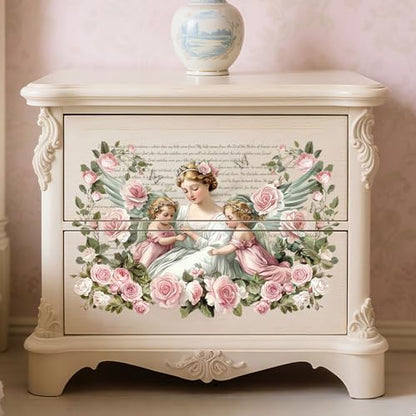 Peacoblue Aristocrat Flowers Rub On Transfers for Furniture 6"x12" - style: Retro Aristocrat with Flowers