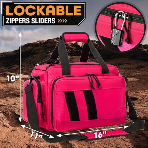 Range Bag -Medium Size Gun Range Bag for Handguns,Pistols and Ammo - color: Pink