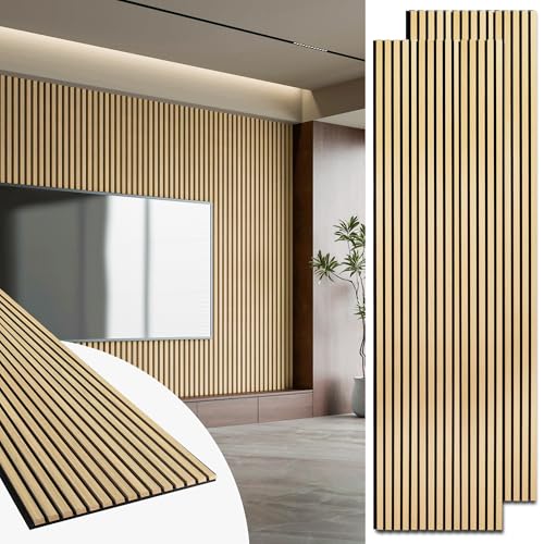 Art3d Acoustic Wood Slat Panels 94.5"x24", 2-Pack, 31sq.ft, Oak - color: Oak
