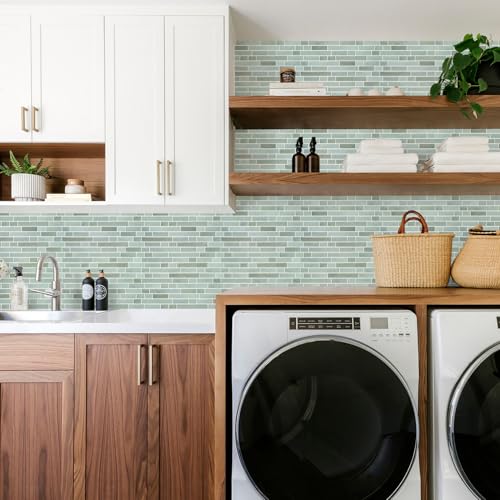 STICKGOO Thicker Peel and Stick Backsplash Tile for Kitchen and Bathroom - color: Solna Green