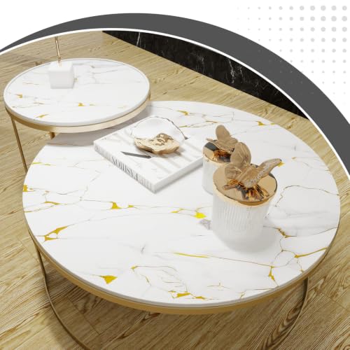 Glossy White Gold Marble Contact Paper 15.7" x 196" Peel and Stick Wallpaper - color: White/Gold, size: 15.7" x 196"
