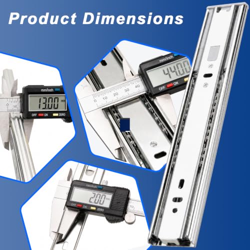18 inch Soft Close Drawer Slides 6 Pairs (12 Pcs) Heavy Duty Cabinet Side Mount Drawer Slides 3-Fold Full Extension Ball Bearing 45 LB Capacity - size: 18 Inch