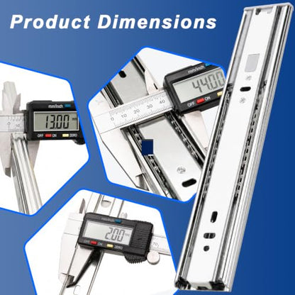 24 inch Soft Close Drawer Slides 6 Pairs (12 Pcs) Heavy Duty Cabinet Side Mount Drawer Slides 3-Fold Full Extension Ball Bearing 55 LB Capacity - size: 24 Inch