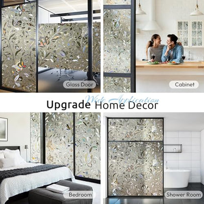 rabbitgoo Window Privacy Film, Stained Glass Cling, Brown 17.5" x 118.1" - color: Taupe, size: 17.5" x 118.1"