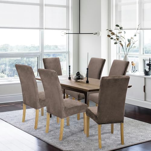 Dining Chair Covers, Dining Room Chair Cover Set of 4 - color: Velvet Champagne, size: 4