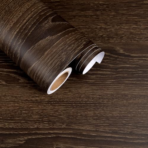 Extra Wide Wood Contact Paper Rustic Brown Wood Grain Wallpaper - size: 32" x 118"