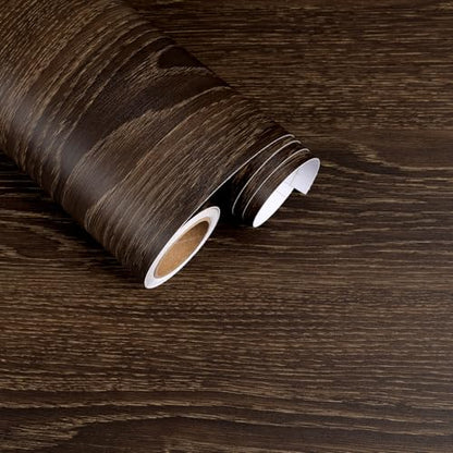 Extra Wide Wood Contact Paper Rustic Brown Wood Grain Wallpaper - size: 32" x 118"