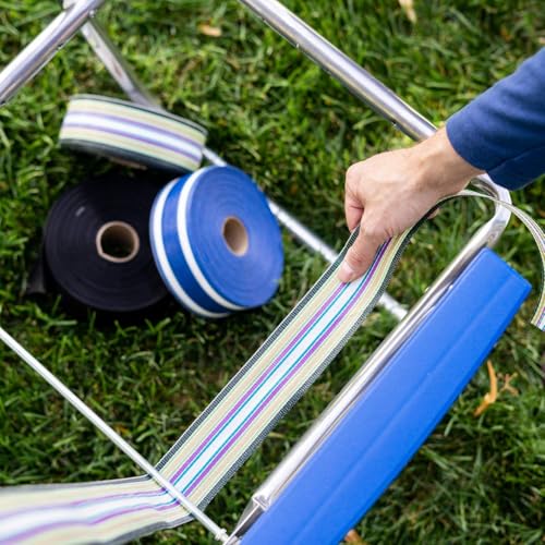 USA Replacement Lawn Chair Webbing for Lawn Chairs, Beach and Camping. UV-Resistant Strap Made with Durable Polypropylene (2 1/4" x 50', Solid Silver)