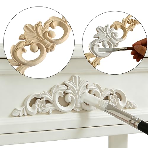 Nsrisml Wooden Decals Trim Rosette Inlays, Wood Appliques Onlays for Wall Cabinet Dresser Staircase DIY Projects(8Pcs, 7.87") - color: 8-pack, size: 20x5cm/7.87" x1.97"