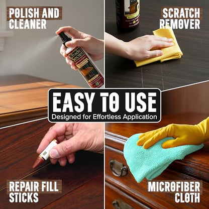 Trade Secret Wood Furniture Repair Kit with Polish, Sticks and Cloth - color: Light and Dark Wood