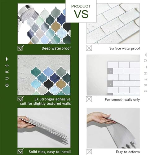 STICKGOO Arabesque Peel and Stick Backsplash Tile, Multicolor Look - color: Multicolor Look