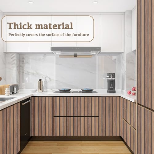 Wood Slat Panel Peel and Stick Wallpaper Brown Wooden Contact Paper - color: Brown, size: 17.7" x 236.2"