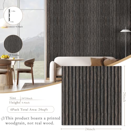 ArtVivid 6 Pack Large Acoustic Panels, Soundproof Wall Panels - color: Smoked Oak, size: 24"×24"(6pcs)