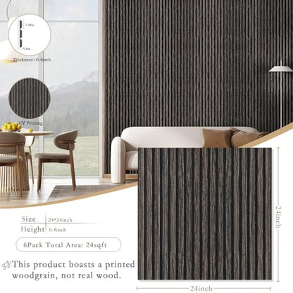 ArtVivid 6 Pack Large Acoustic Panels, Soundproof Wall Panels - color: Smoked Oak, size: 24"×24"(6pcs)