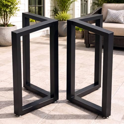 TIEOU Metal Legs for Table V Shape 28" H Tall Metal Black Table Leg Heavy Duty Industrial Desk Legs Set of 2 - size: V Shape-28"H
