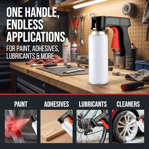 Instant Aerosol Trigger Handle Can-Gun, Converts Spray Cans to Spray Guns -Full Hand Grip, Reusable, Easy Clip-On/Off, for Paint Adhesives and Lubricants (2-Pack)