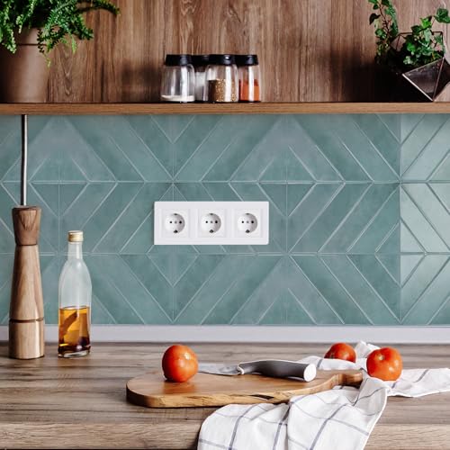STICKGOO Herringbone Peel and Stick Backsplash, Blue Teal, 10 Sheets - color: Blue Teal, size: Pack of 10