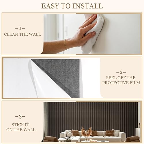 4-Pack Wood Veneer Acoustic Wall Panels Decorative Acoustical Panel - color: Brown
