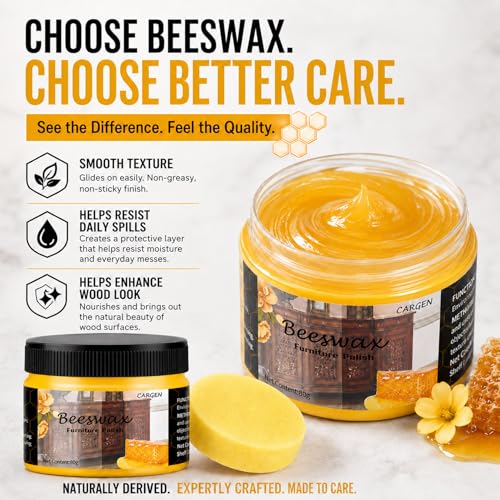 CARGEN 3PCS Beeswax Wood Polish - Beeswax Furniture Polish - style: 3 Pack-With 2 Sponges