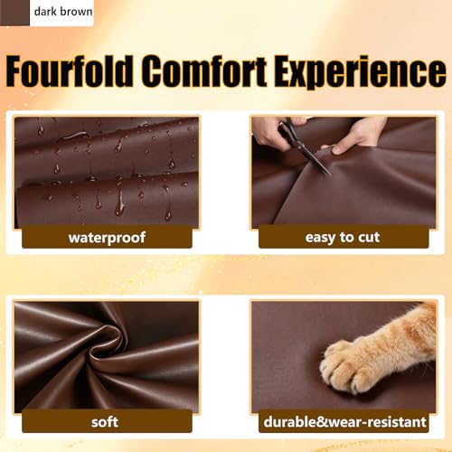 Faux Leather Fabric for Upholstery: Soft Smooth 54"x36" Leather - color: Dark Brown, size: 1 Yard（54"x36")