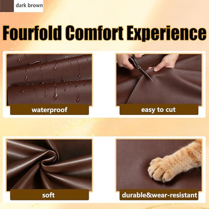 Faux Leather Fabric for Upholstery: Soft Smooth 54"x36" Leather - color: Dark Brown, size: 1 Yard（54"x36")