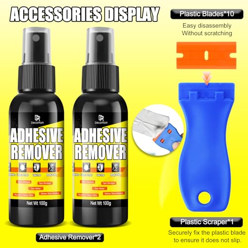 Adhesive Remover for Cars 7oz - Sticker Remover Spray with Scraper, Safe on Paint & Glass - Rapidly Removes Glue, Labels, Decals & Tape Residue - Surface-Safe Adhesive Spray for Car Windows & Paint