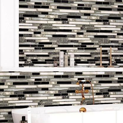 Livebor Backsplash Peel and Stick Wallpaper Kitchen Wallpaper17.7” x 196.8” - color: Black/Gray, size: 17.7" x 196.8"