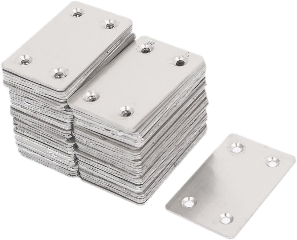 Flat Straight Mending Plates, Stainless Steel Repair Bracket Joining Plates for Furniture Wood, Silver, 40 Pack
