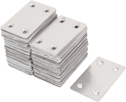 Flat Straight Mending Plates, Stainless Steel Repair Bracket Joining Plates for Furniture Wood, Silver, 40 Pack