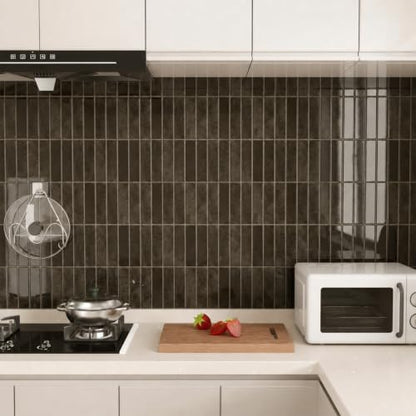 Peel and Stick Backsplash Tile for Kitchen, 10 Sheets, 11.42''x9'' - color: Dark Brown
