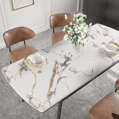 VEELIKE Wide Luxurious White Gold Marble Contact Paper for Countertops Peel and Stick Waterproof Kitchen Countertop Contact Paper 32''x118'' Matte Marble Wallpaper Adhesive Counter Paper for Desk Wall - size: 32" x 118"