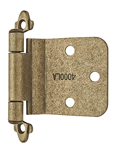 Amerock 1 Pair Variable Overlay Burnished Brass Face Mount Cabinet Hinge - color: Burnished Brass, size: Reverse Bevel