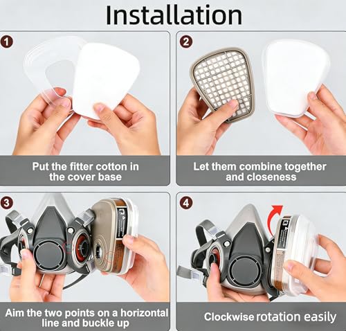 Reusable Half Face Respirator with Goggle for Paint, Epoxy Resin