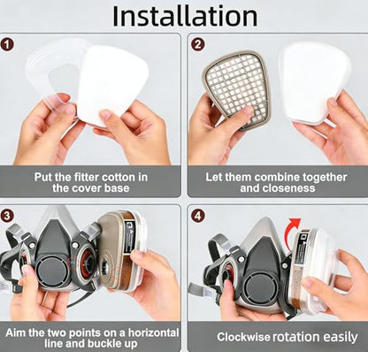 Reusable Half Face Respirator with Goggle for Paint, Epoxy Resin