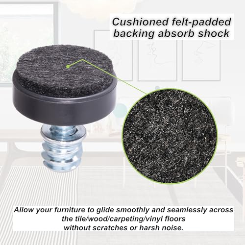 NEWBYTEK 24 Pack 1/4"-20 Leveling Feet with Separate Adhesive Felt Pads - size: 1/4"-20 thread, 24pcs
