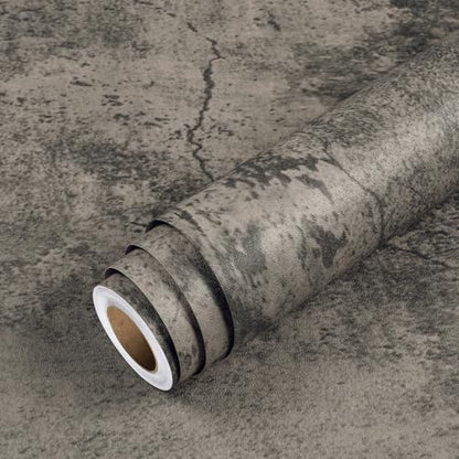 Livelynine 15.8x394 Peel and Stick Wallpaper Concrete Look Brown Masculine Dark Academia Lime Wash Wallpaper Adhesive Cement Textured Wall Paper Renter Friendly Countertop Contact Paper Waterproof - color: Aged Concrete, size: 15.8" x 394"