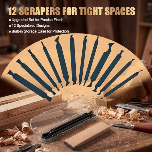 14 Pcs Cabinet Scraper Cards and Cabinet Scraper Burnisher