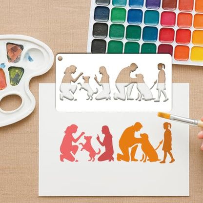 12 Sheets Human Silhouette Stencils for Painting, 12 Styles Dancing Person Drawing Templates Family Silhouette Plastic Art Templates for Painting on Wall Wood Home Decor, 240x120mm - style: Human Silhouette