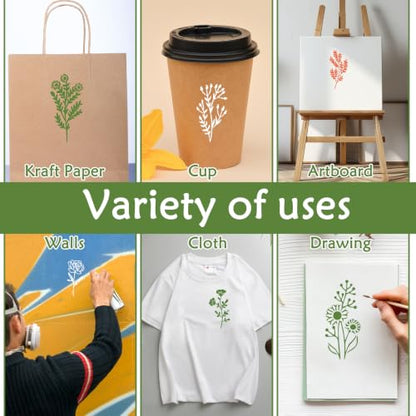 24 Pcs Flower Stencils for Painting, PET Stencils for Crafts Reusable