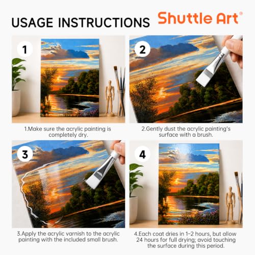 Shuttle Art Gloss Varnish for Acrylic Painting,8.45oz, Clear Acrylic Sealer - style: 8.45oz gloss varnish