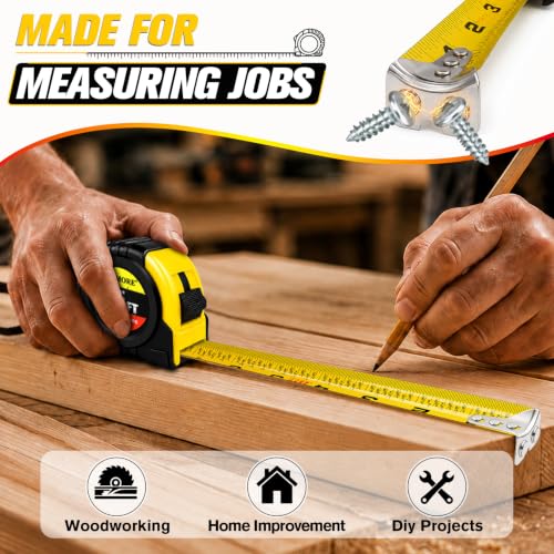 JETMORE 6 Pack Measuring Tape, Retractable Tape Measure with Magnetic Hook - size: 6-Pack Yellow