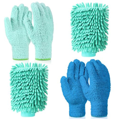 Potchen 6 Pcs Microfiber Dusting Mitt Glove for Plant - color: Light Blue