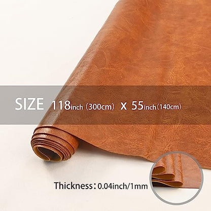 300x140cm Light Brown Soft Faux Leather Fabric, 1mm Thick PU Material - color: Light Brown, size: 118x54 inch