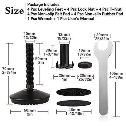 M10 Swivel Adjustable Leveling Feet, 4 Set Furniture Leveling Feet - style: Black Swivel Leg Levelers