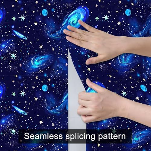HOMETITUTE Star Galaxy Peel and Stick Wallpaper 118.1x17.7 Inch Vinyl - color: Space Galaxy