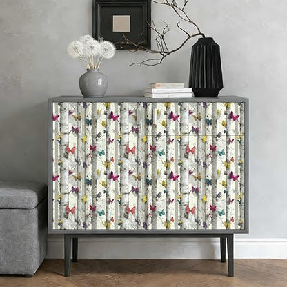Birch Tree Peel and Stick Wallpaper, Butterfly Woodland Nature Wallpaper - color: ML-M095, size: 17.7" x 236"
