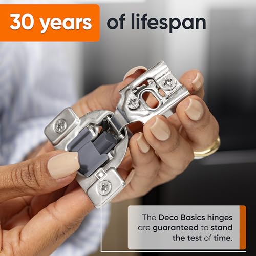 Decobasics 50 Pack Soft Close Cabinet Hinges – 7/16" Overlay for Kitchen Cabinet Doors, Face Frame Concealed Hidden Hinges – Stainless Steel, Self-Closing with 3-Way Adjustment & Slow Close Damper - size: 7/16 Inch